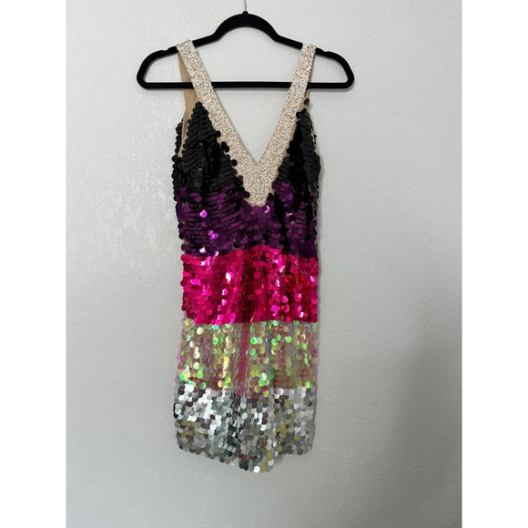 LPA Payette Sequin Deep V Dress in Magenta Melody Size S - Picture 1 of 7